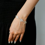 Whisper of Lace Embroidered Floral Bracelet - Silver - floysun
