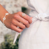 Whisper of Lace Embroidered Floral Bracelet - Silver - floysun