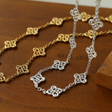 Whisper of Lace Embroidered Floral Necklace - Gold - floysun
