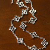Whisper of Lace Embroidered Floral Necklace - Silver - floysun