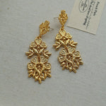 Whisper of Lace Embroidered Metal Earrings - Gold - floysun