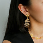 Whisper of Lace Embroidered Metal Earrings - Gold - floysun