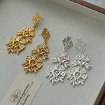 Whisper of Lace Embroidered Metal Earrings - Silver - floysun