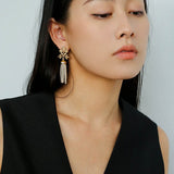 Whisper of Lace Pearl Tassel Earrings - Gold - floysun