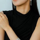 Whisper of Lace Pearl Tassel Earrings - Silver Gray Pearl - floysun