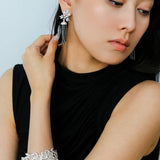 Whisper of Lace Pearl Tassel Earrings - Silver Gray Pearl - floysun