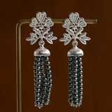Whisper of Lace Pearl Tassel Earrings - Silver Gray Pearl - floysun