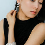 Whisper of Lace Wide Embroidered Cuff Bracelet - Silver - floysun