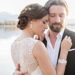 Whisper of Lace Wide Embroidered Cuff Bracelet - Silver - floysun