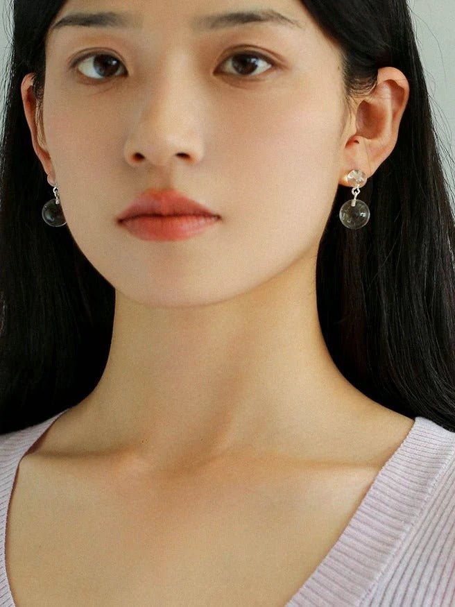 White Crystal Double Ball Earrings - floysun