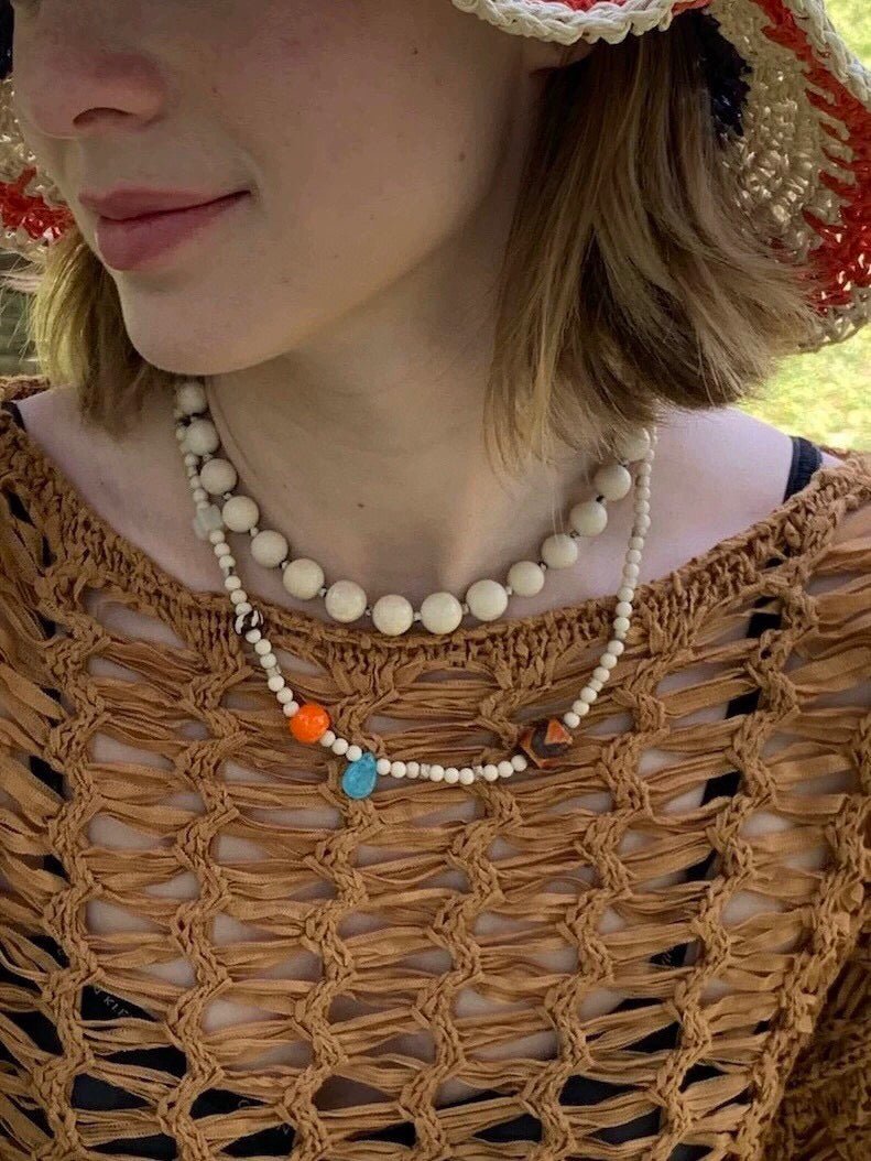White Fossil Beaded Necklace - floysun