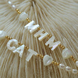White Mother of Pearl Custom Name Pearl Necklace - floysun