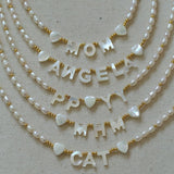 White Mother of Pearl Custom Name Pearl Necklace - floysun