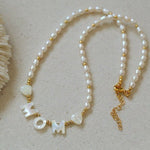 White Mother of Pearl Custom Name Pearl Necklace - floysun