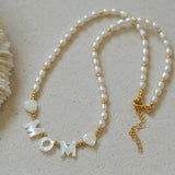 White Mother of Pearl Custom Name Pearl Necklace - floysun
