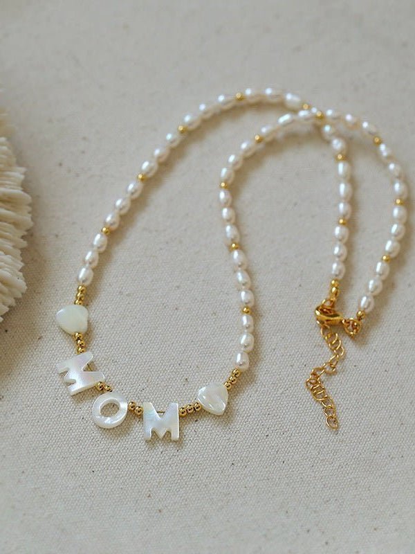 White Mother of Pearl Custom Name Pearl Necklace - floysun