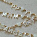White Mother of Pearl Custom Name Pearl Necklace - floysun