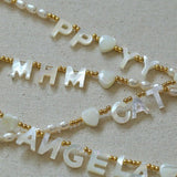White Mother of Pearl Custom Name Pearl Necklace - floysun