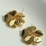 White Mother - of - Pearl Heart Blossom Stud Earrings - floysun