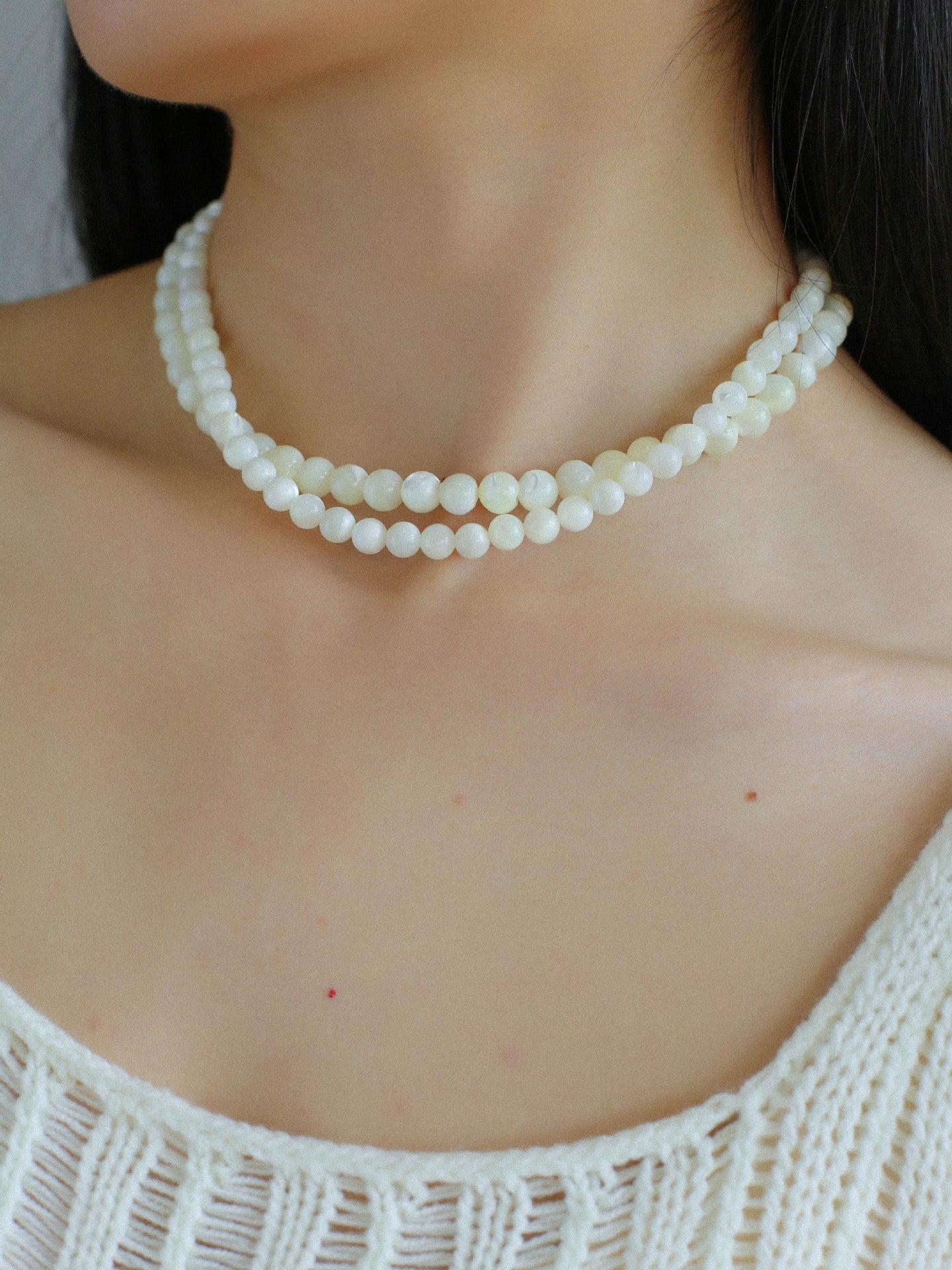 White Mother of Pearls Bead Necklace - floysun