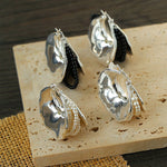 Wrapped Multi - Layer Round Ring Black Agate Earrings Pearl Earrings - floysun