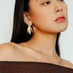 Wrapped Multi - Layer Round Ring Black Agate Earrings Pearl Earrings - floysun