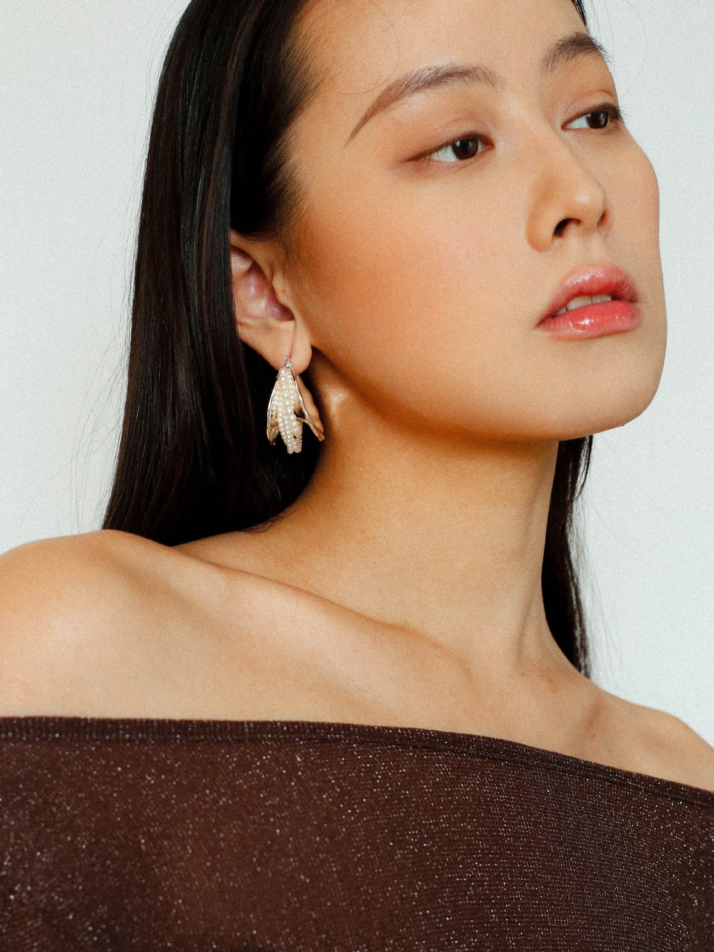 Wrapped Multi - Layer Round Ring Black Agate Earrings Pearl Earrings - floysun