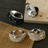 Wrapped Multi - Layer Round Ring Black Agate Earrings Pearl Earrings - floysun