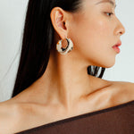 Wrapped Multi - Layer Round Ring Black Agate Earrings Pearl Earrings - floysun
