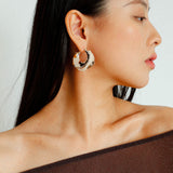 Wrapped Multi - Layer Round Ring Black Agate Earrings Pearl Earrings - floysun