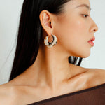 Wrapped Multi - Layer Round Ring Black Agate Earrings Pearl Earrings - floysun