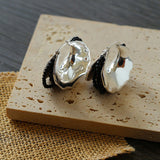 Wrapped Multi - Layer Round Ring Black Agate Earrings Pearl Earrings - floysun