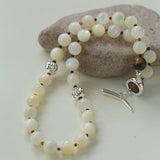 Smooth Mother of Pearls and Silver Shell Beaded OT Necklace