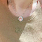 Papaya Sunset Pavé Cushion Necklace