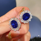 Royal Blue Duchess Oval Stud Earrings