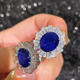 Royal Blue Duchess Oval Stud Earrings