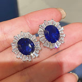 Royal Blue Duchess Oval Stud Earrings