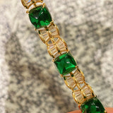 Emerald Sugar-Tower T-Cut Pavé Bracelet