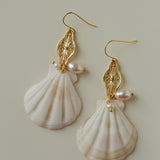 Vintage Ocean Shell Pearl Earrings