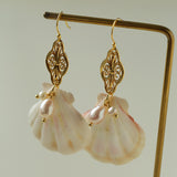 Vintage Ocean Shell Pearl Earrings