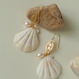 Vintage Ocean Shell Pearl Earrings