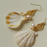 Vintage Ocean Shell Pearl Earrings
