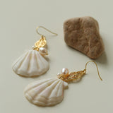 Vintage Ocean Shell Pearl Earrings