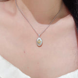 Italian Style Brushed Oval Star Necklace