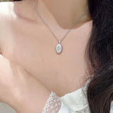 Italian Style Brushed Oval Star Necklace