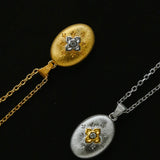 Italian Style Brushed Oval Star Necklace