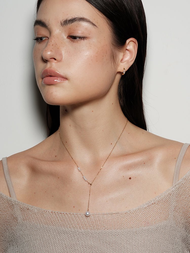 Y - chain Pearl Pendant Necklace - floysun