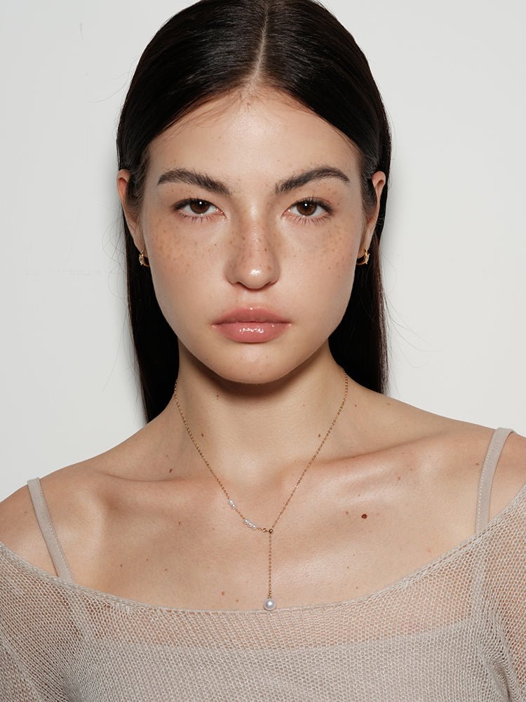 Y - chain Pearl Pendant Necklace - floysun