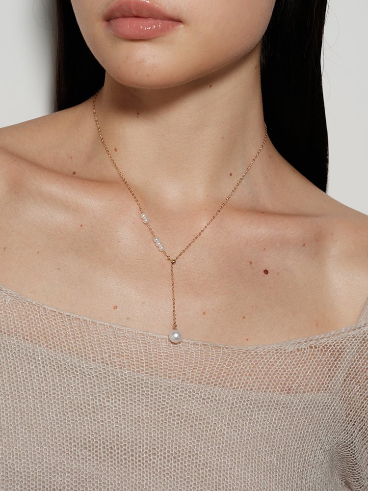 Y - chain Pearl Pendant Necklace - floysun