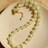 Yellow Natural Stone Amazonite Beaded Necklace - floysun